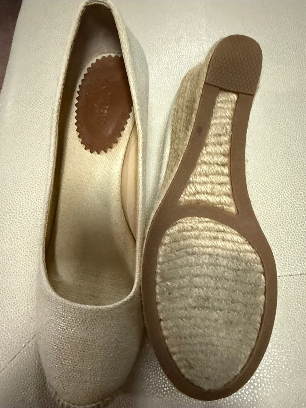 J. Crew Cream Canvas Wedge Espadrilles